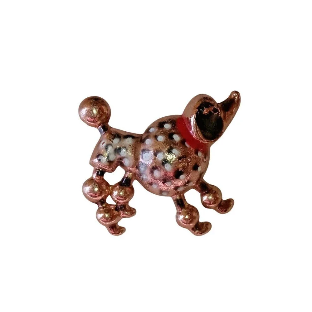 Dog Poodle Vintage Goldtone Brooch Pin 1950s Unsigned Jewelry Pets